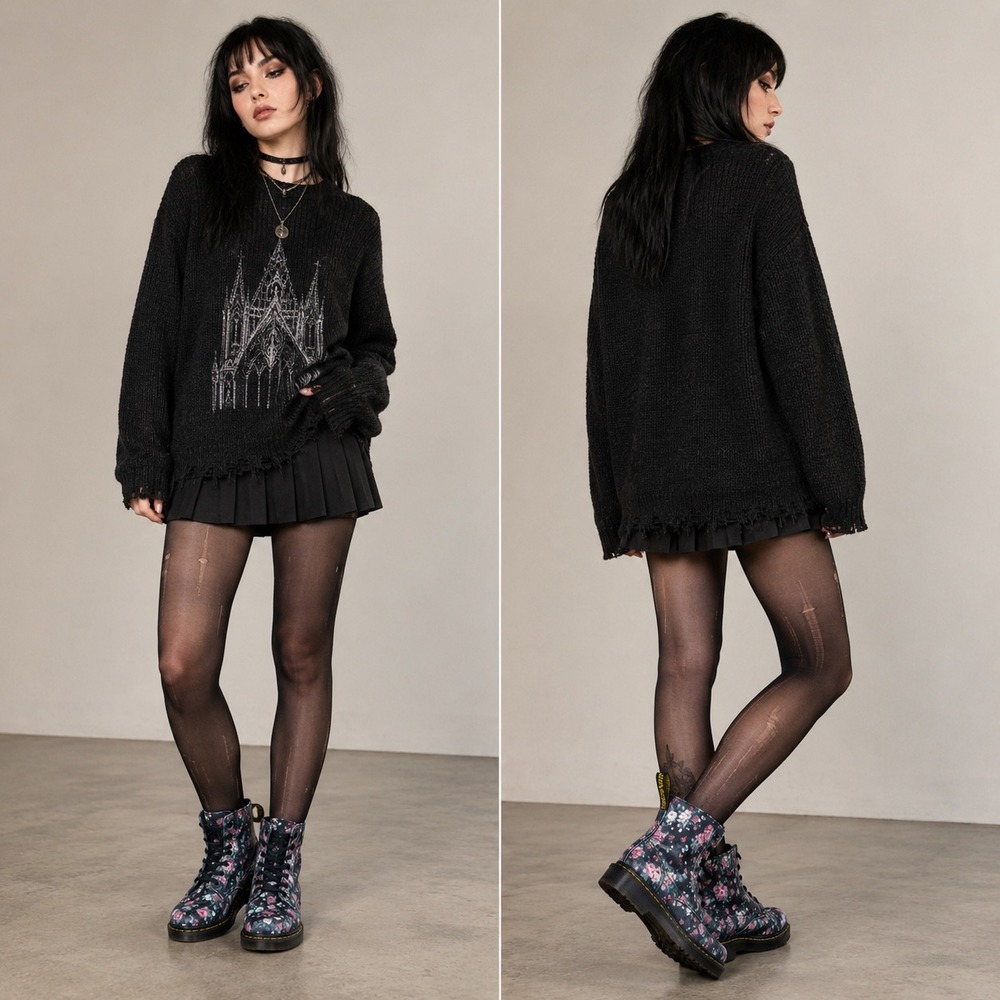 Dr Martens Womens Hackney 7 Canvas Floral Black Combat Boot Cottagecore Goth - Picture 11 of 12